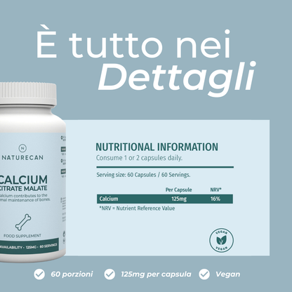 Citrato di calcio malato informazioni nutrizionali