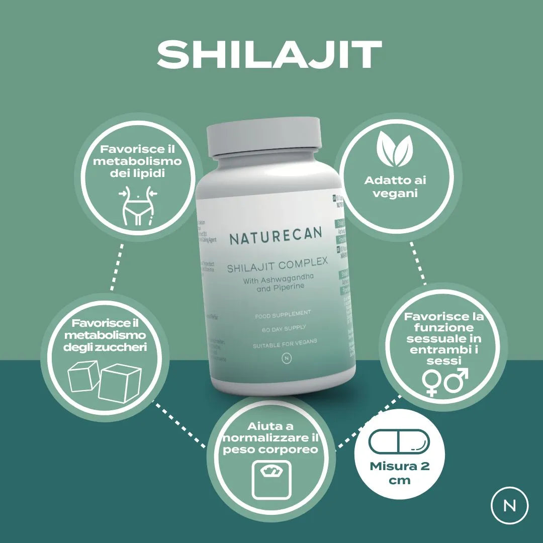 Shilajit Capsule | 600 mg per capsula | Con Ashwagandha e Piperina