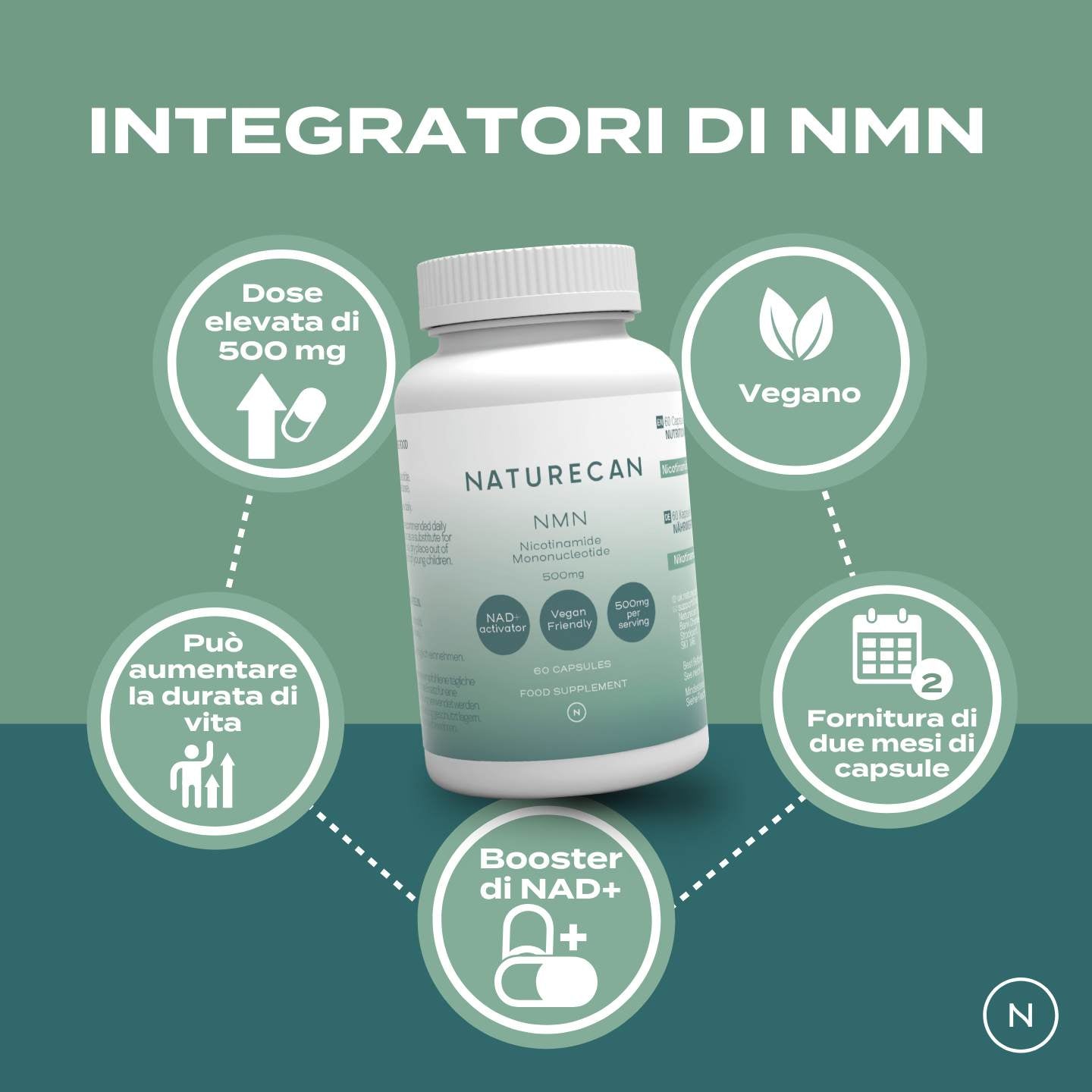 Integratore di NMN (NAD+) | 500mg p/capsula | 99% di purezza